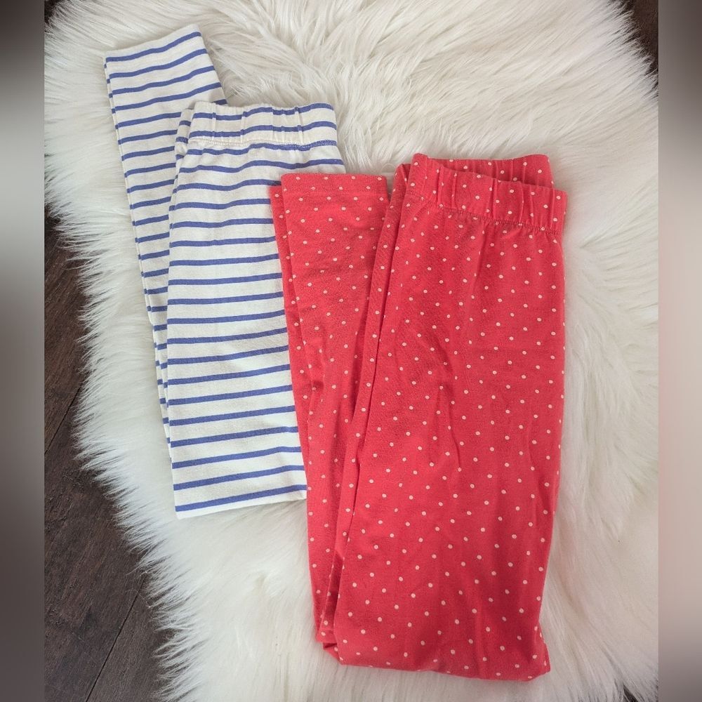 Bundle! 2 Mini Boden Purple Stripe Pink Polka Dot Leggings Pants 11-12y